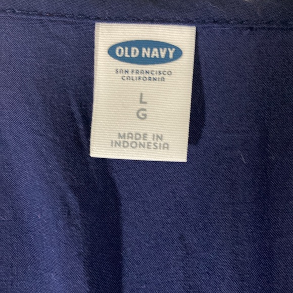 Old Navy Dress Women Size Large Navy Long Sleeve Pleat Neckline Ruffle Detail - Picture 9 of 10